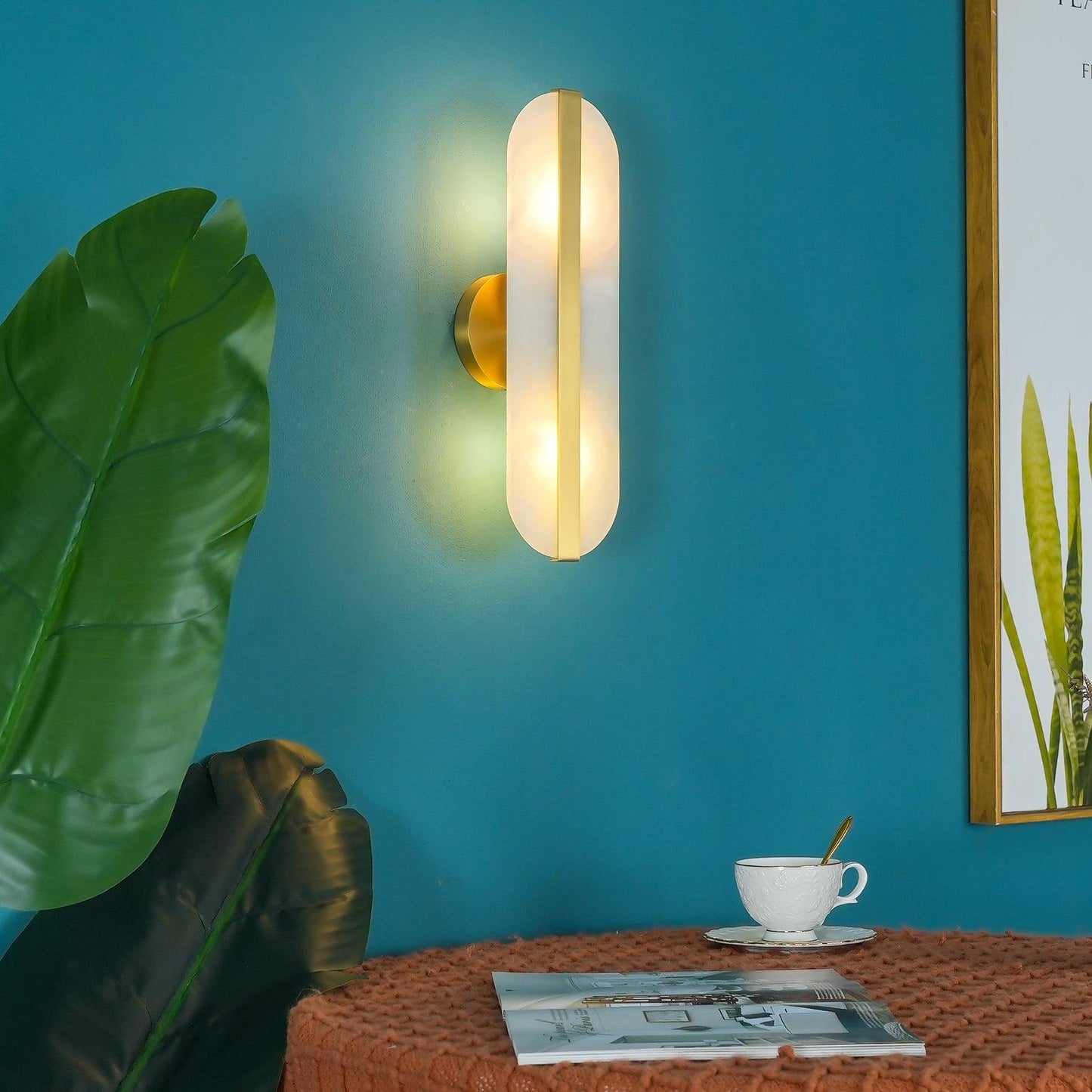 Modern Long Ellipse Alabaster Wall Sconce with Adjustable Light Direct