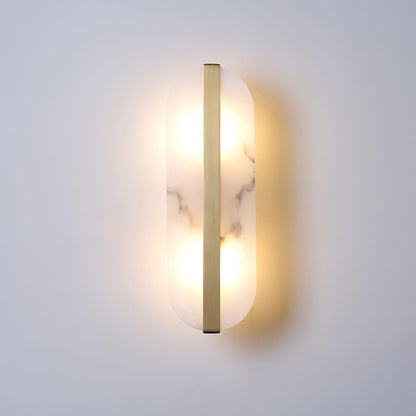 Modern Long Ellipse Alabaster Wall Sconce with Adjustable Light Direct