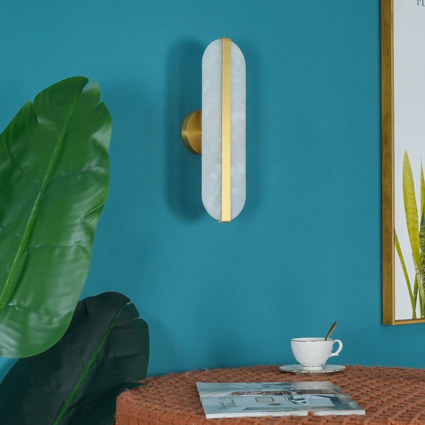 Modern Long Ellipse Alabaster Wall Sconce with Adjustable Light Direct