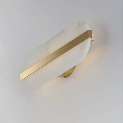 Modern Long Ellipse Alabaster Wall Sconce with Adjustable Light Direct