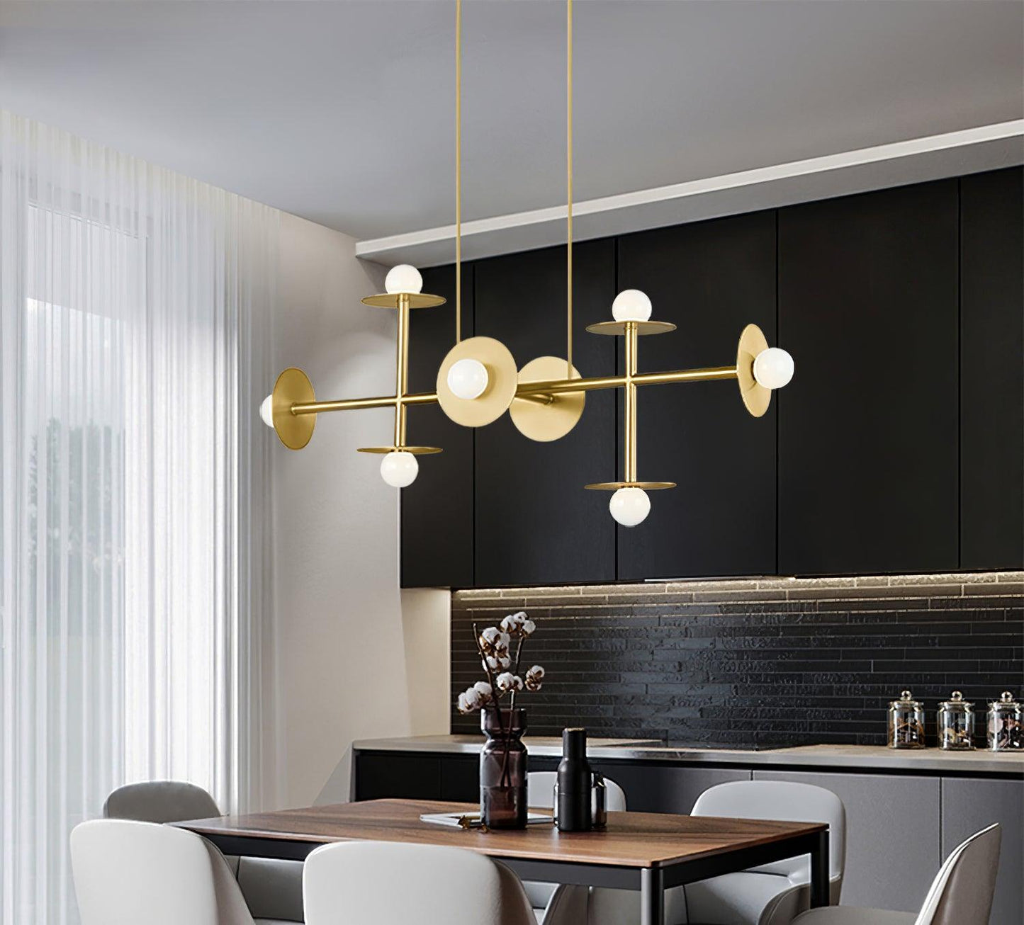 Strada Chandelier - Elegant Lighting Fixture with Adjustable Height &