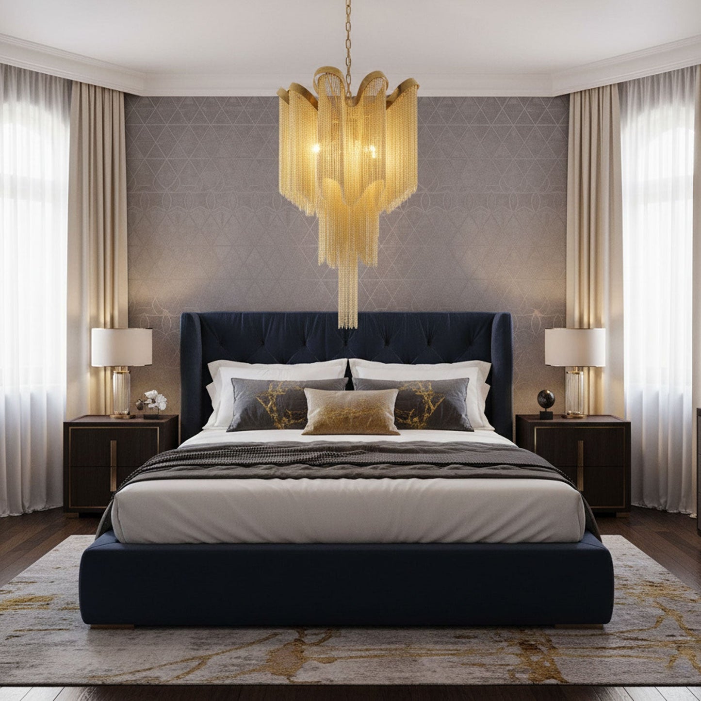 Stream Chain Chandelier - Modern Design with Adjustable Length & LED L