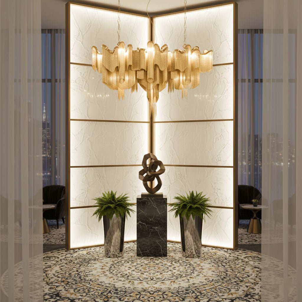 Stream Chain Chandelier - Modern Design with Adjustable Length & LED L