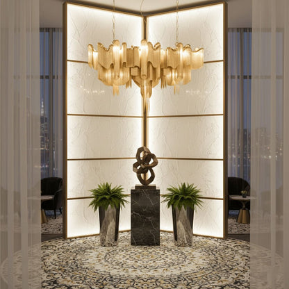 Stream Chain Chandelier - Modern Design with Adjustable Length & LED L