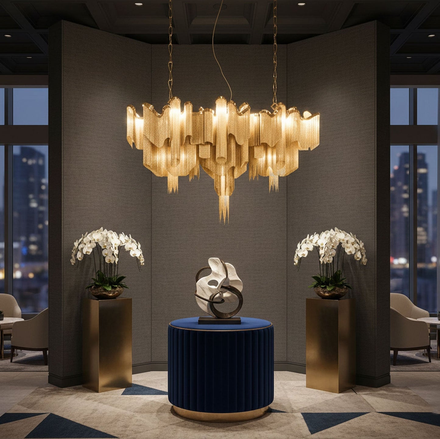 Stream Chain Chandelier - Modern Design with Adjustable Length & LED L