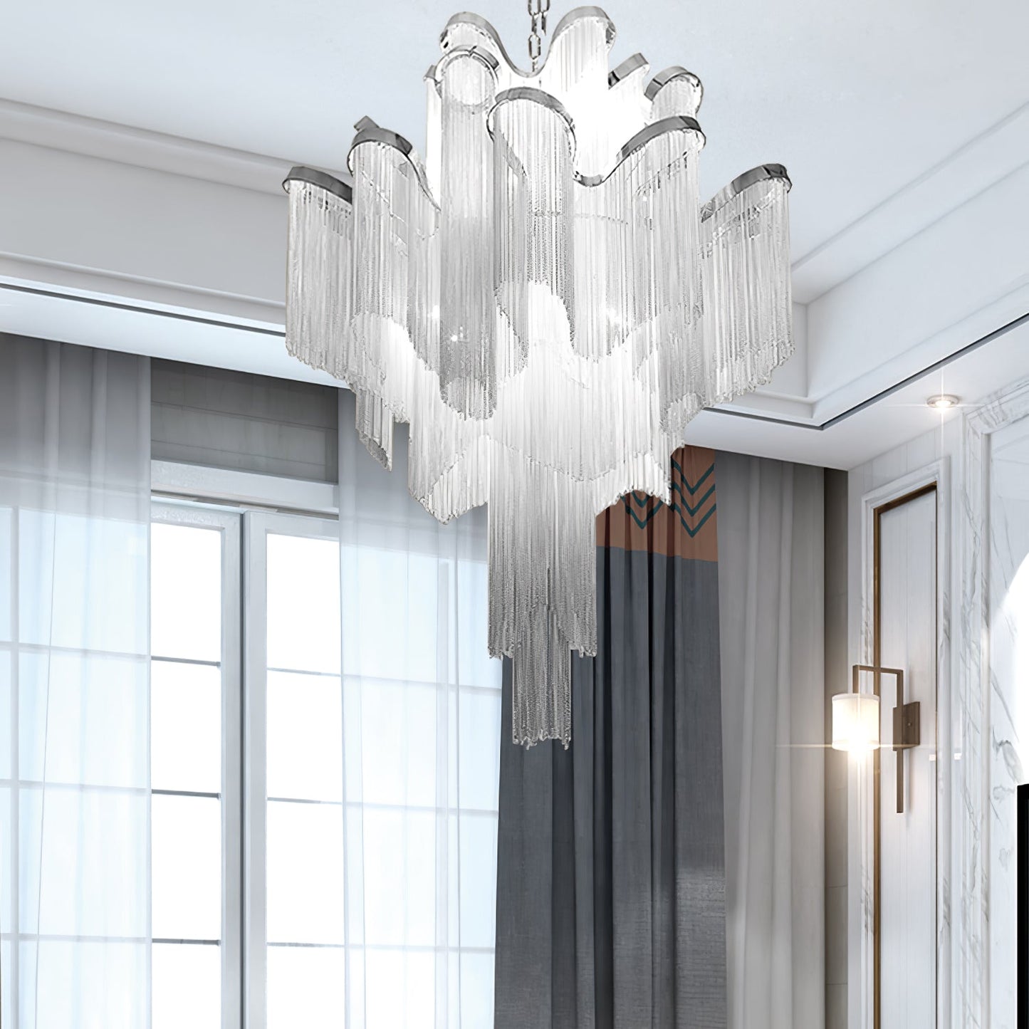 Stream Chain Chandelier - Modern Design with Adjustable Length & LED L