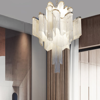 Stream Chain Chandelier - Modern Design with Adjustable Length & LED L