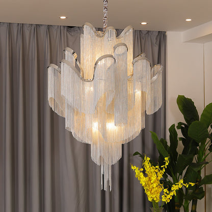 Stream Chain Chandelier - Modern Design with Adjustable Length & LED L