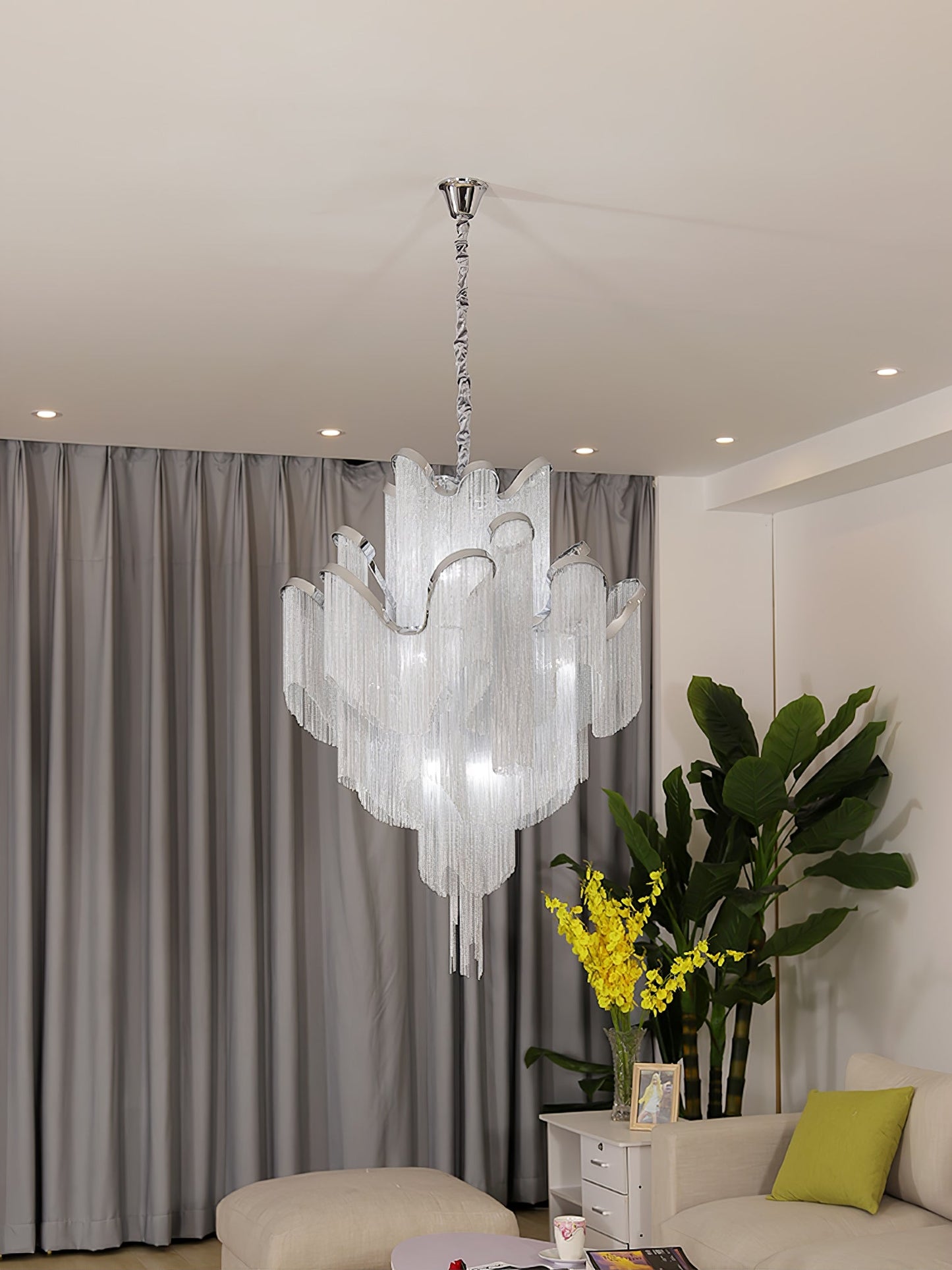 Stream Chain Chandelier - Modern Design with Adjustable Length & LED L