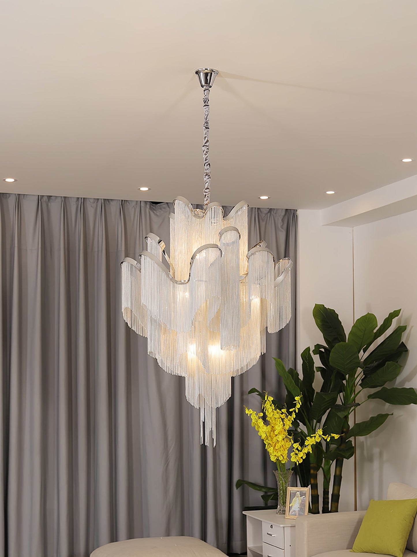 Stream Chain Chandelier - Modern Design with Adjustable Length & LED L