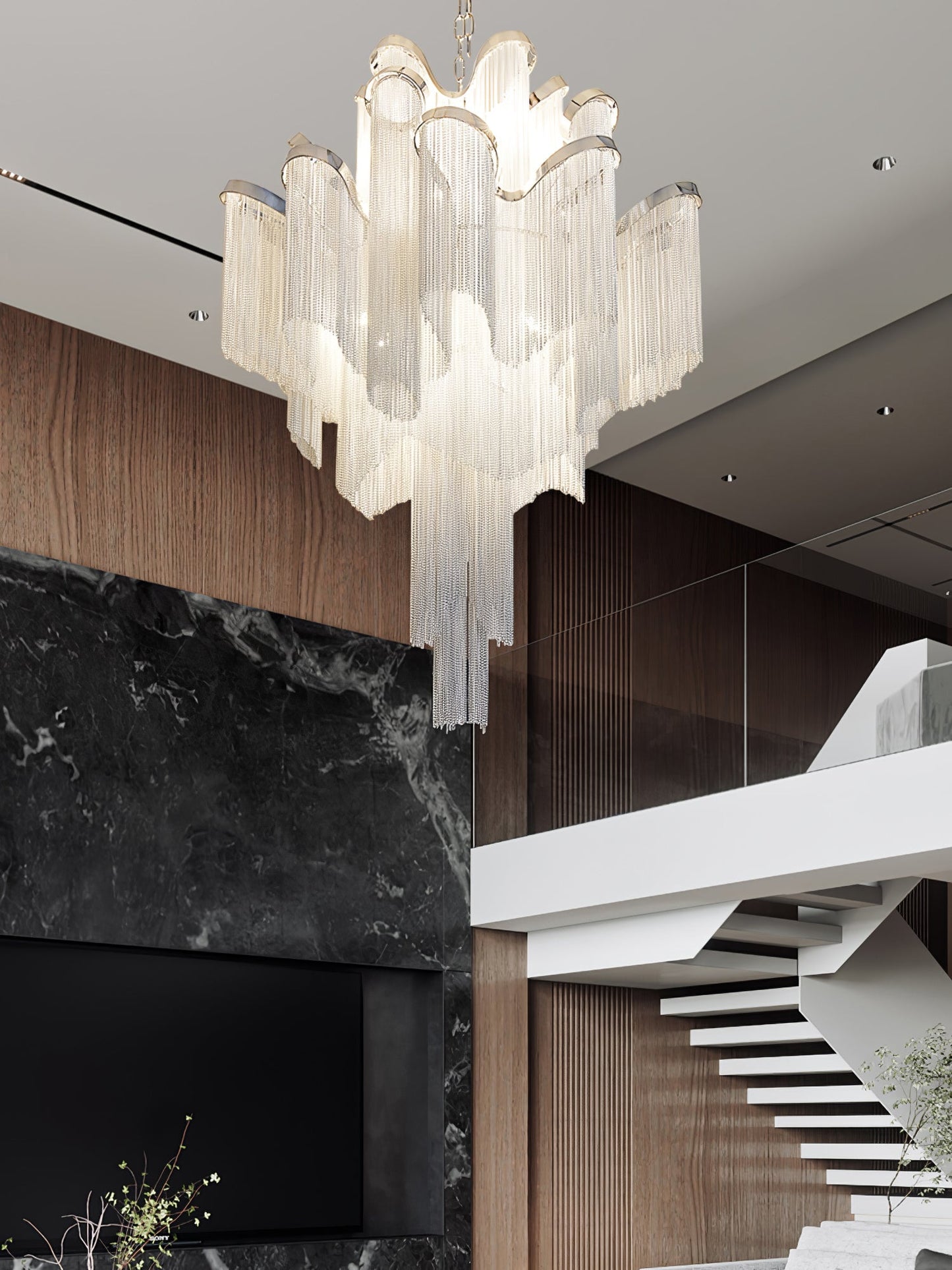 Stream Chain Chandelier - Modern Design with Adjustable Length & LED L