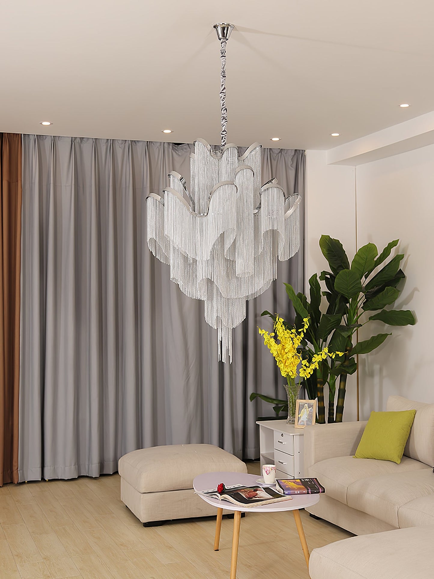 Stream Chain Chandelier - Modern Design with Adjustable Length & LED L