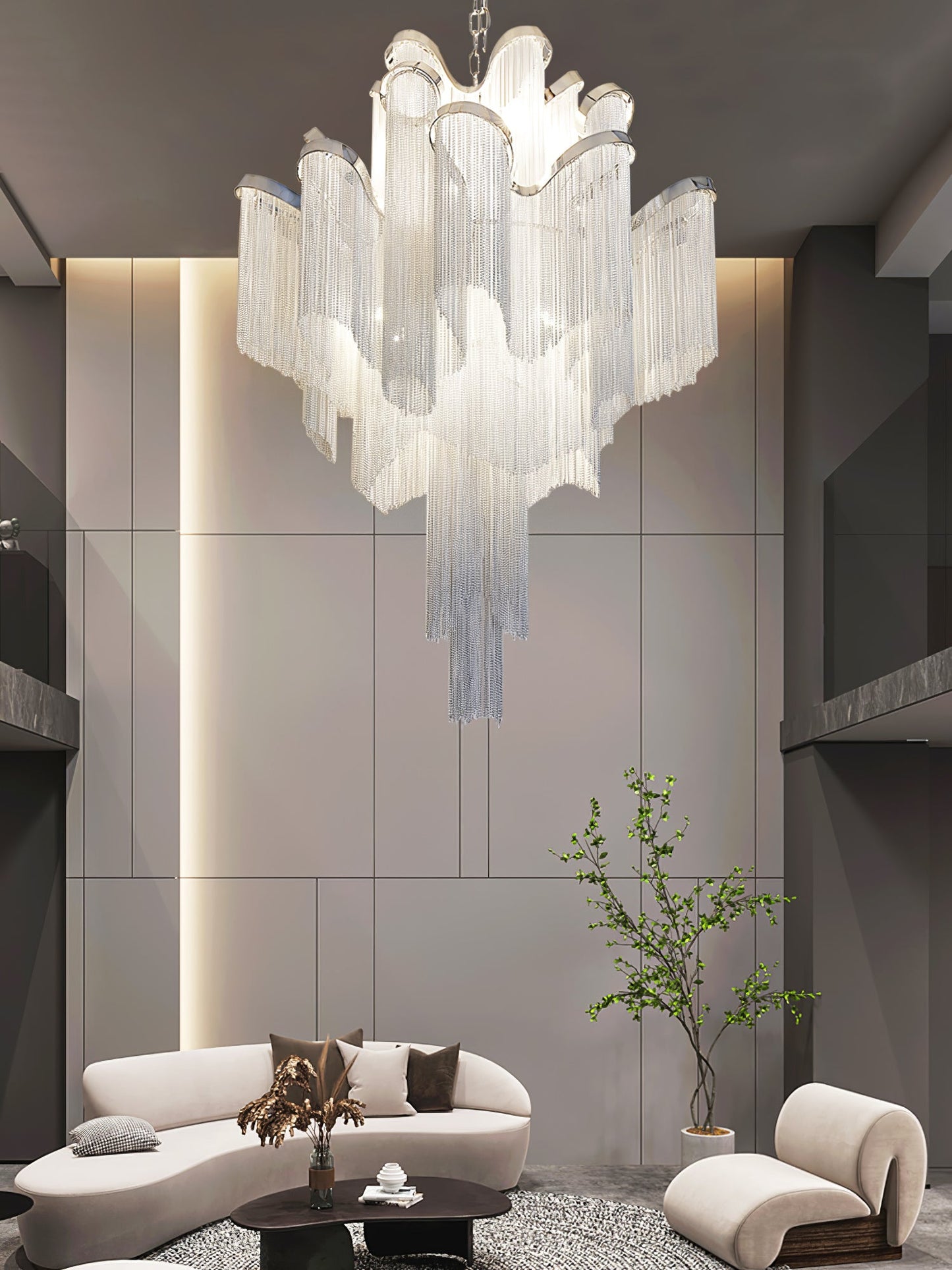 Stream Chain Chandelier - Modern Design with Adjustable Length & LED L