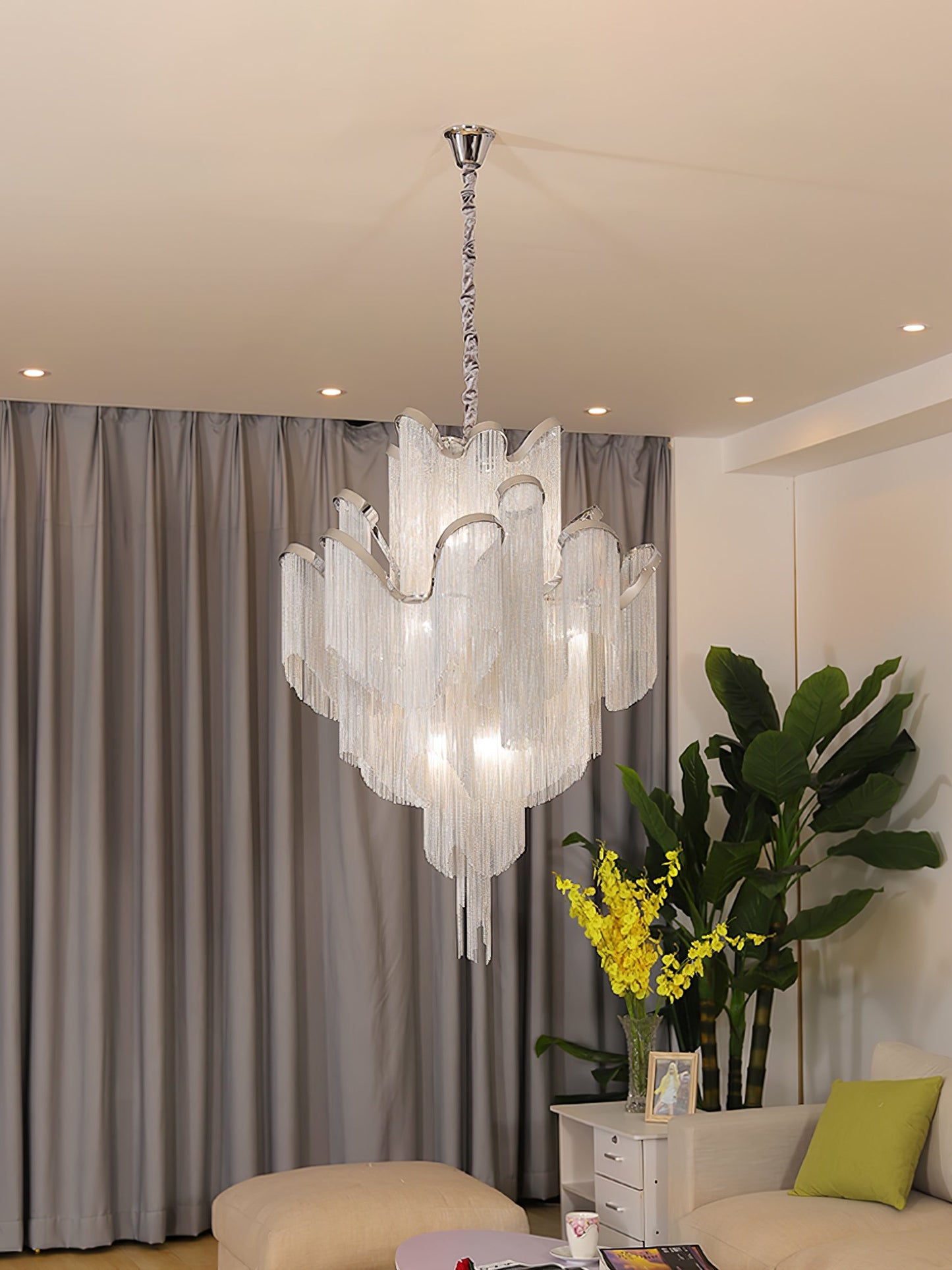 Stream Chain Chandelier - Modern Design with Adjustable Length & LED L
