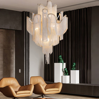 Stream Chain Chandelier - Modern Design with Adjustable Length & LED L