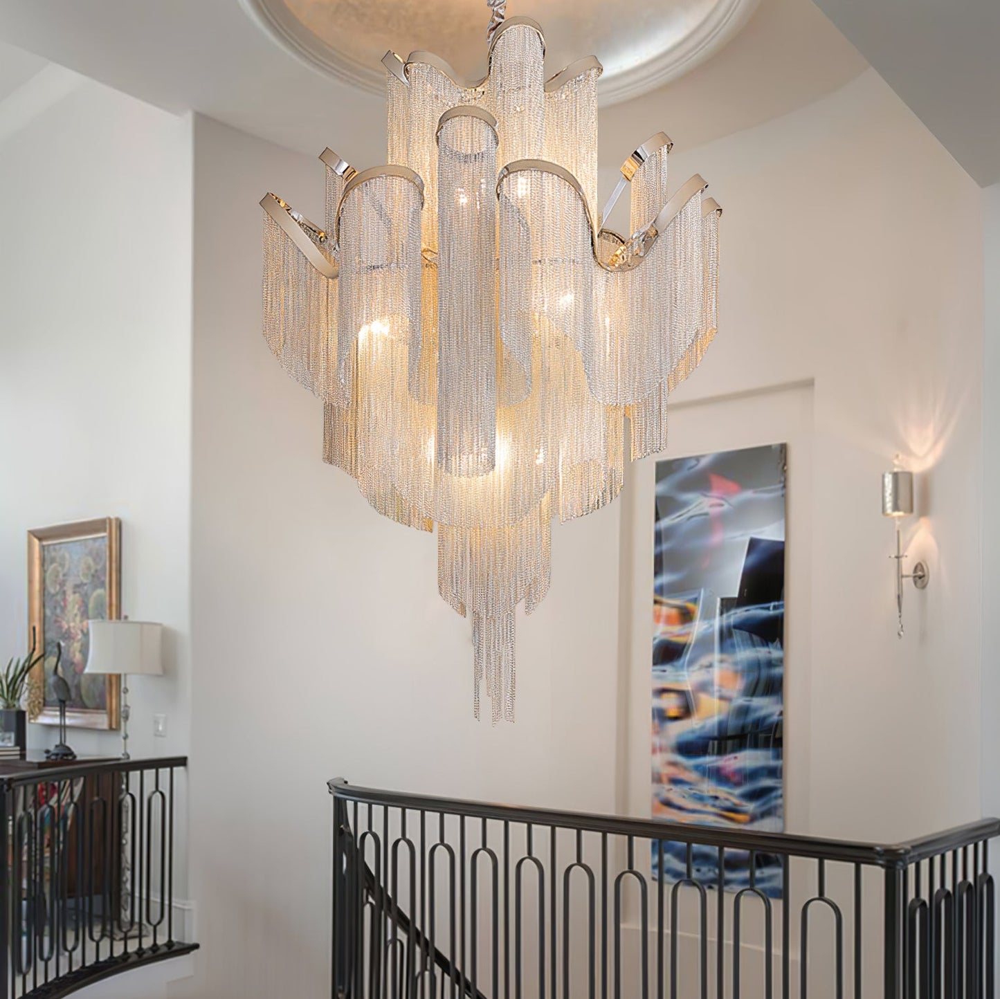 Stream Chain Chandelier - Modern Design with Adjustable Length & LED L