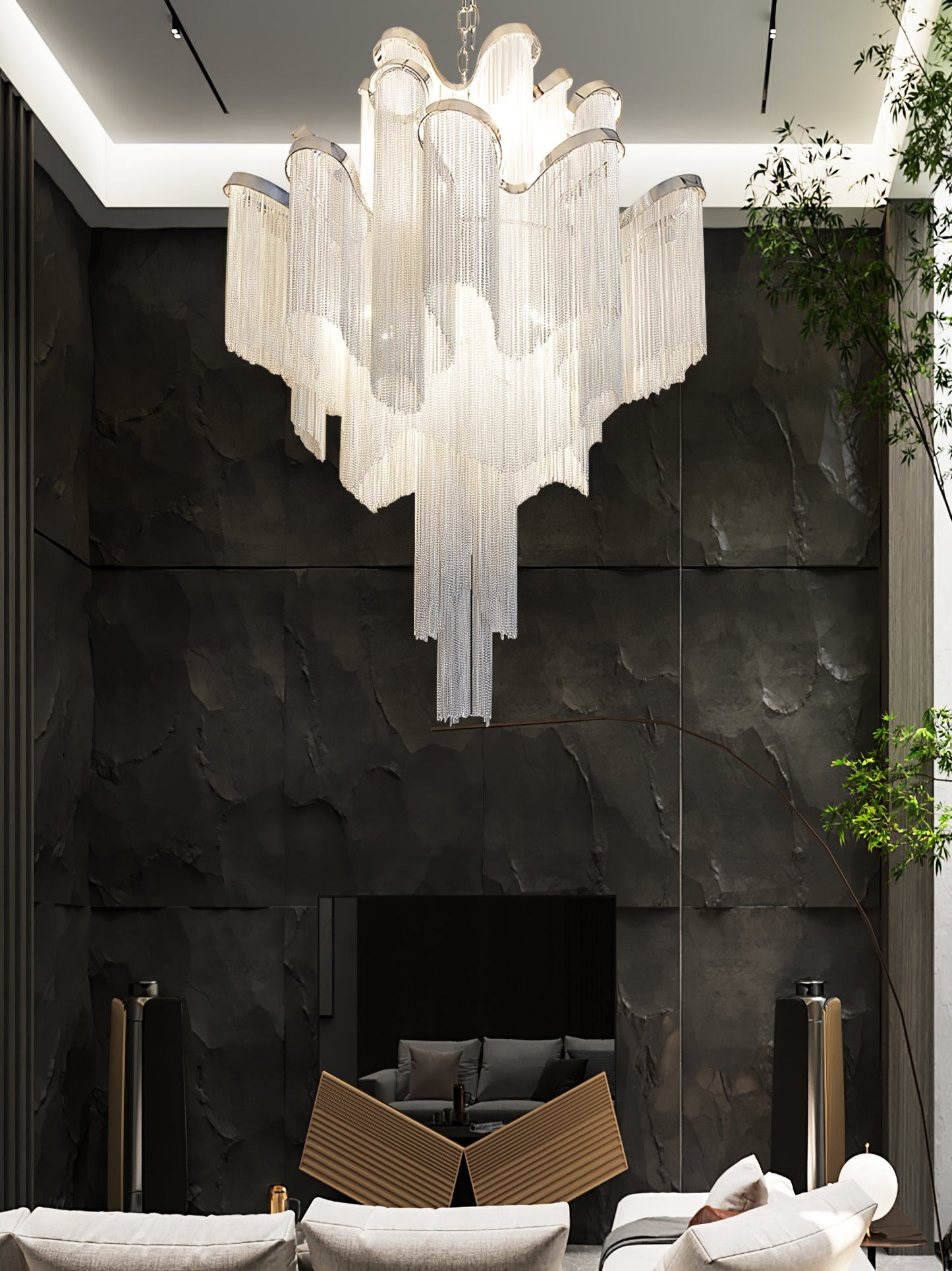 Stream Chain Chandelier - Modern Design with Adjustable Length & LED L