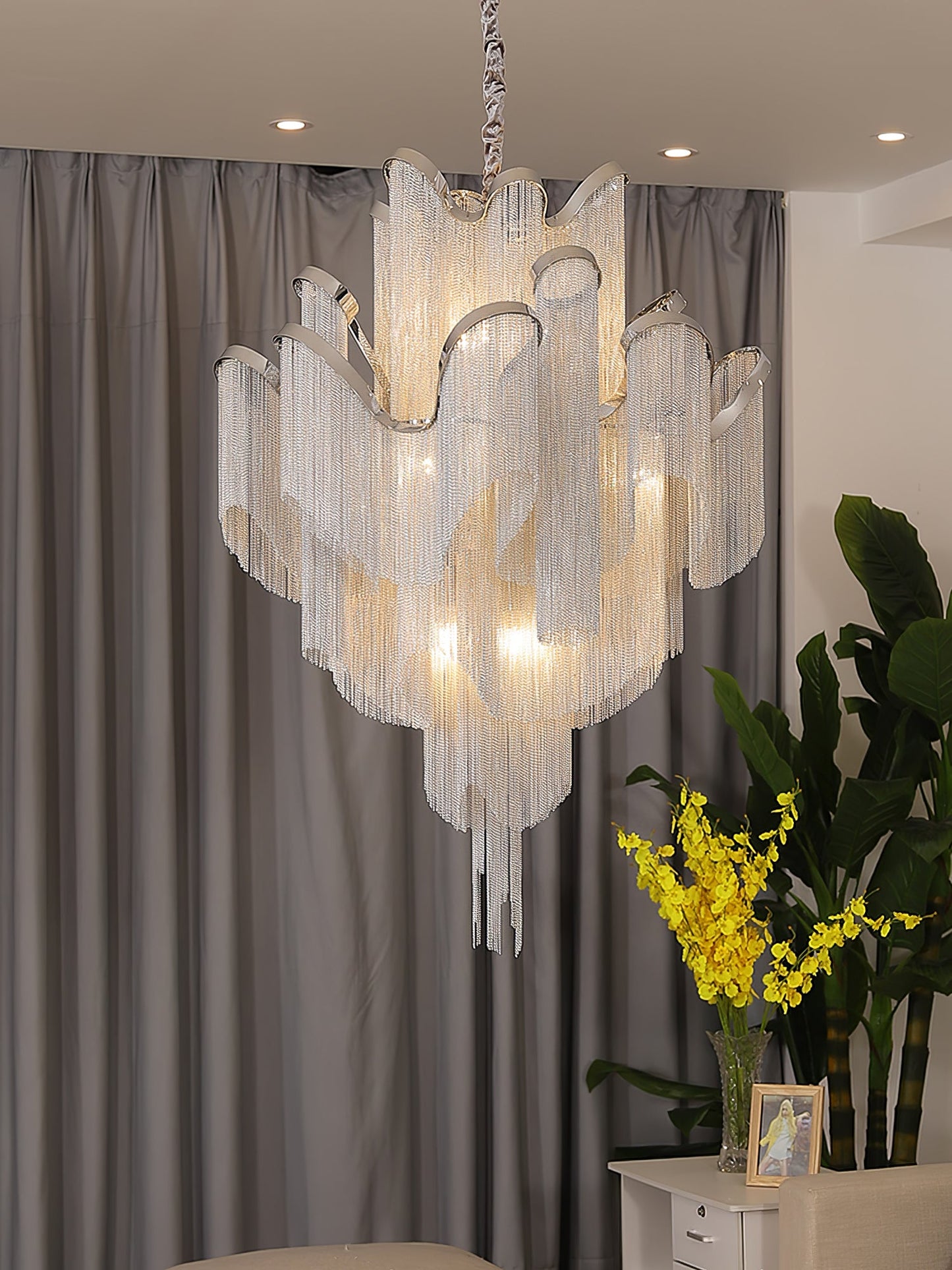 Stream Chain Chandelier - Modern Design with Adjustable Length & LED L