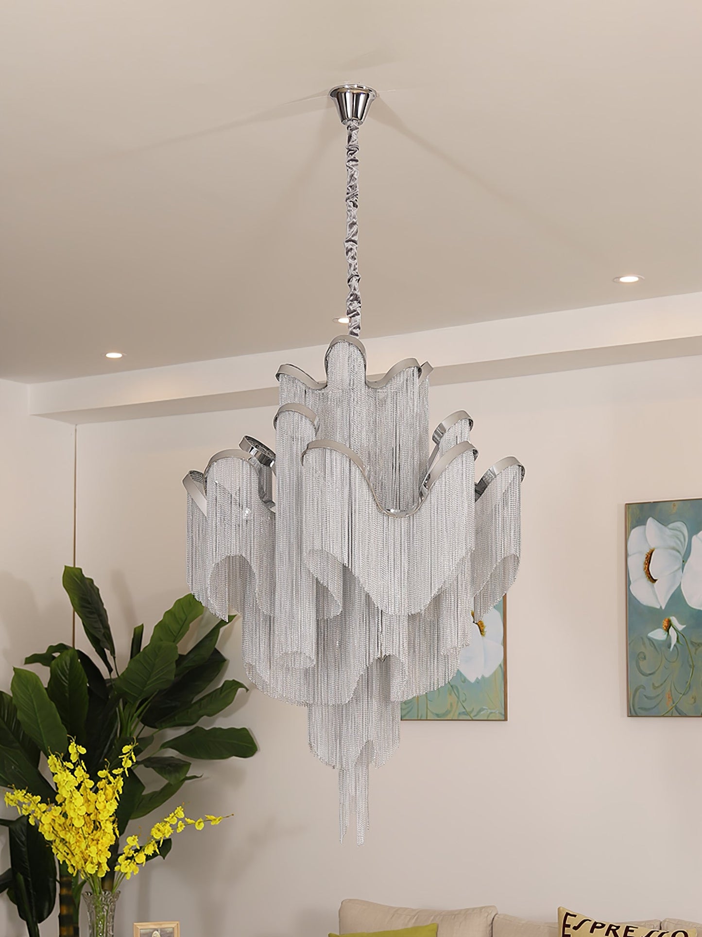 Stream Chain Chandelier - Modern Design with Adjustable Length & LED L