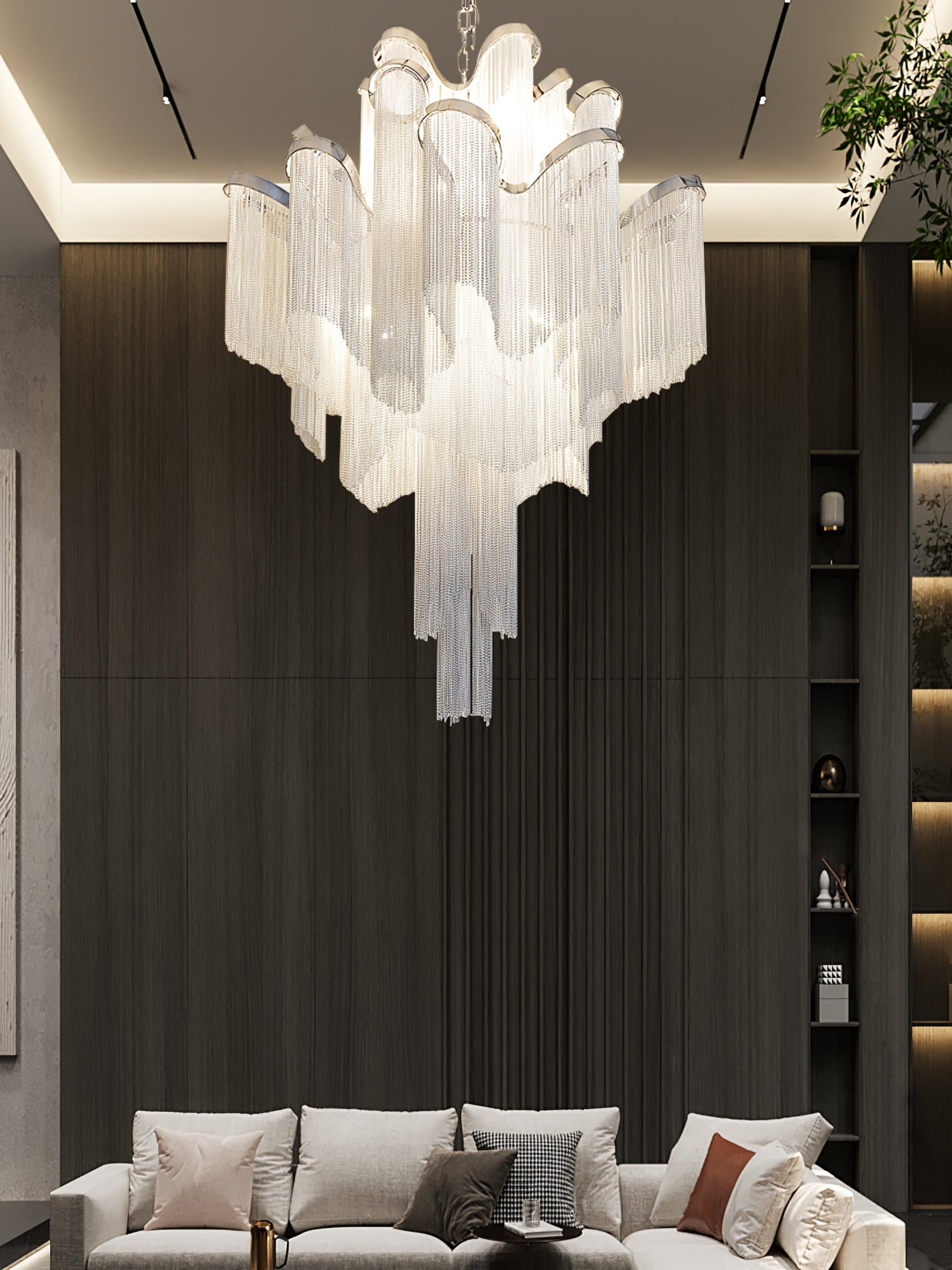 Stream Chain Chandelier - Modern Design with Adjustable Length & LED L
