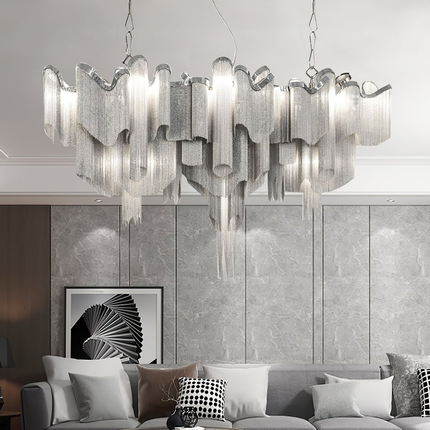Stream Chain Chandelier - Modern Design with Adjustable Length & LED L