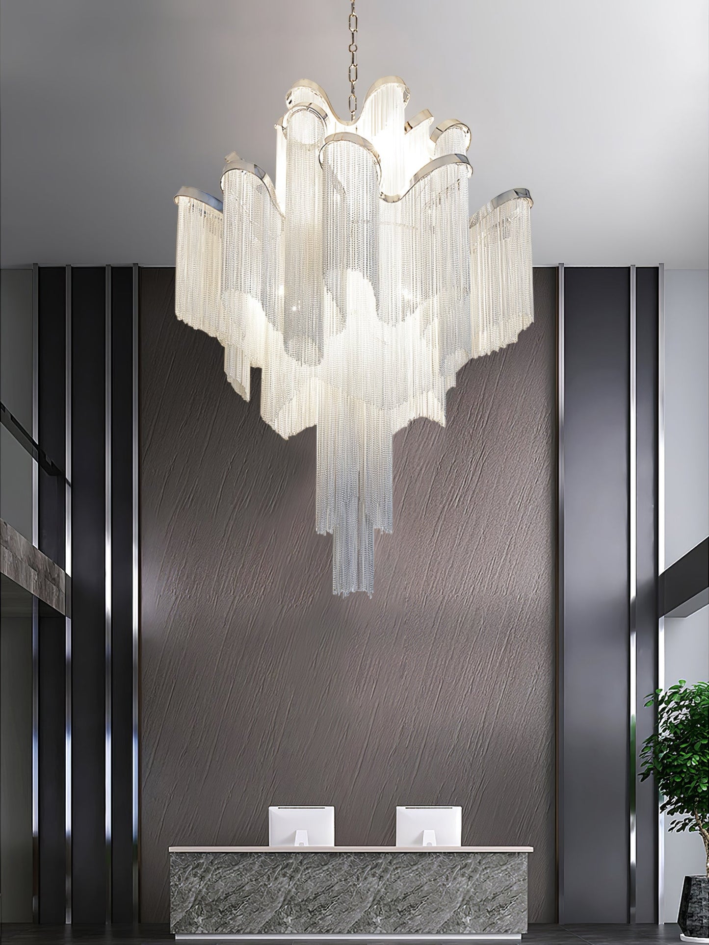 Stream Chain Chandelier - Modern Design with Adjustable Length & LED L