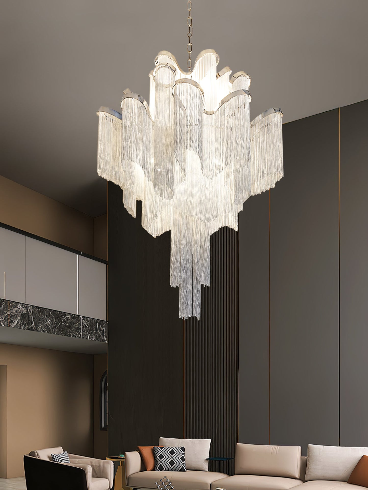 Stream Chain Chandelier - Modern Design with Adjustable Length & LED L