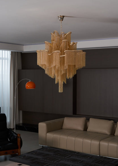 Stream Chain Chandelier - Modern Design with Adjustable Length & LED L