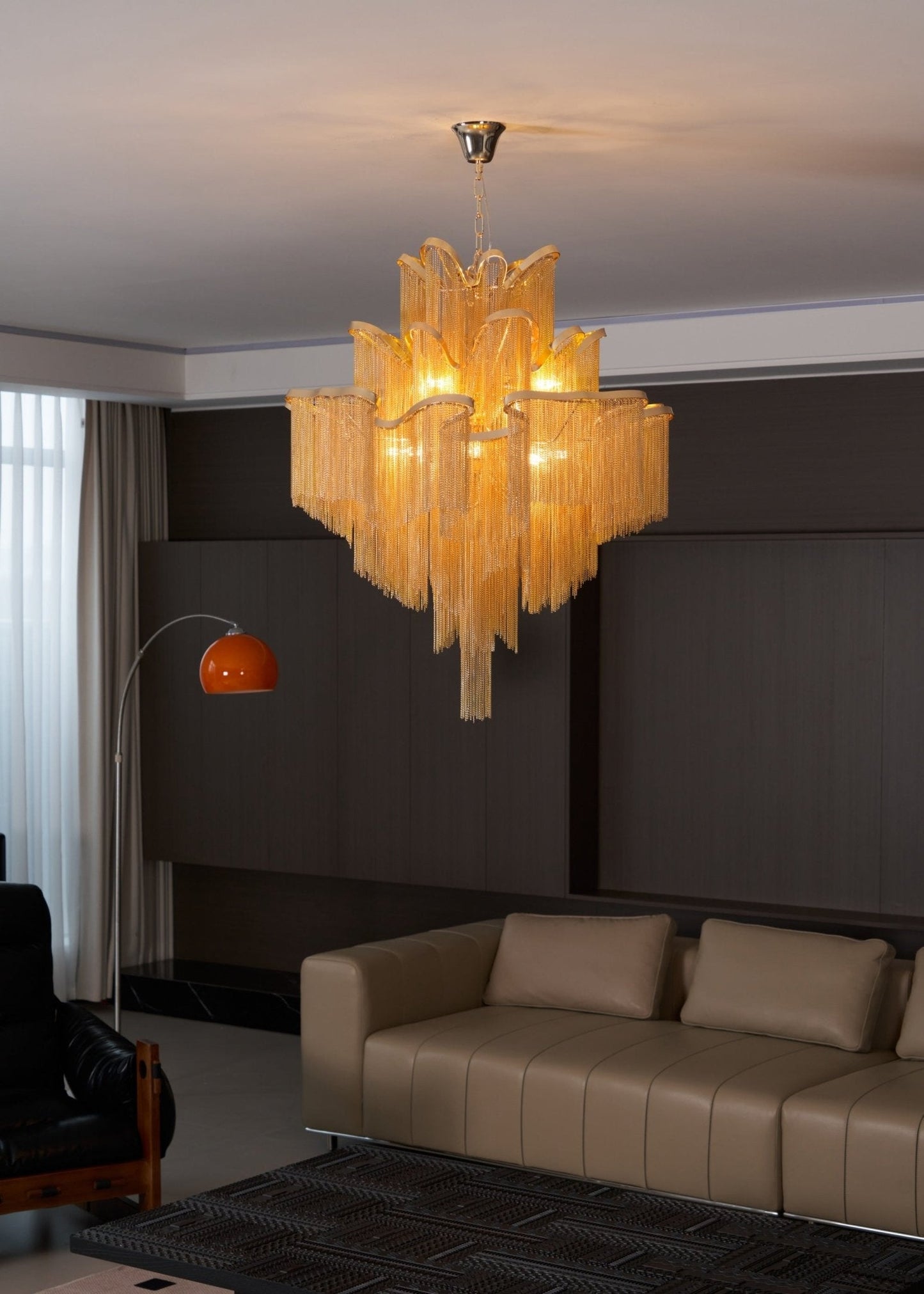 Stream Chain Chandelier - Modern Design with Adjustable Length & LED L