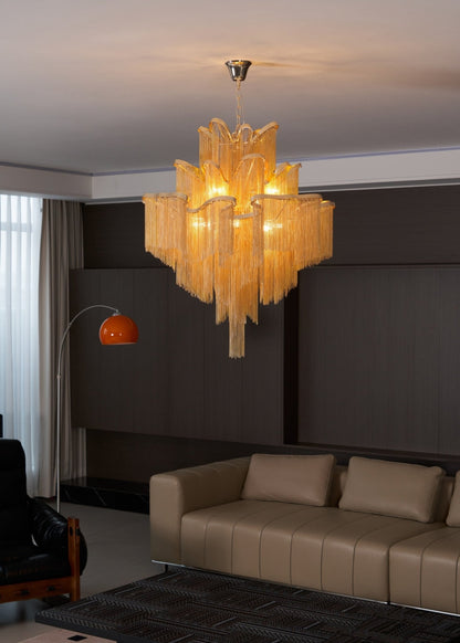 Stream Chain Chandelier - Modern Design with Adjustable Length & LED L
