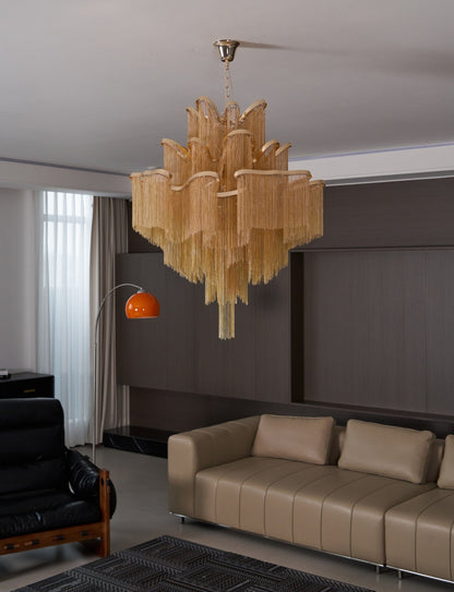 Stream Chain Chandelier - Modern Design with Adjustable Length & LED L