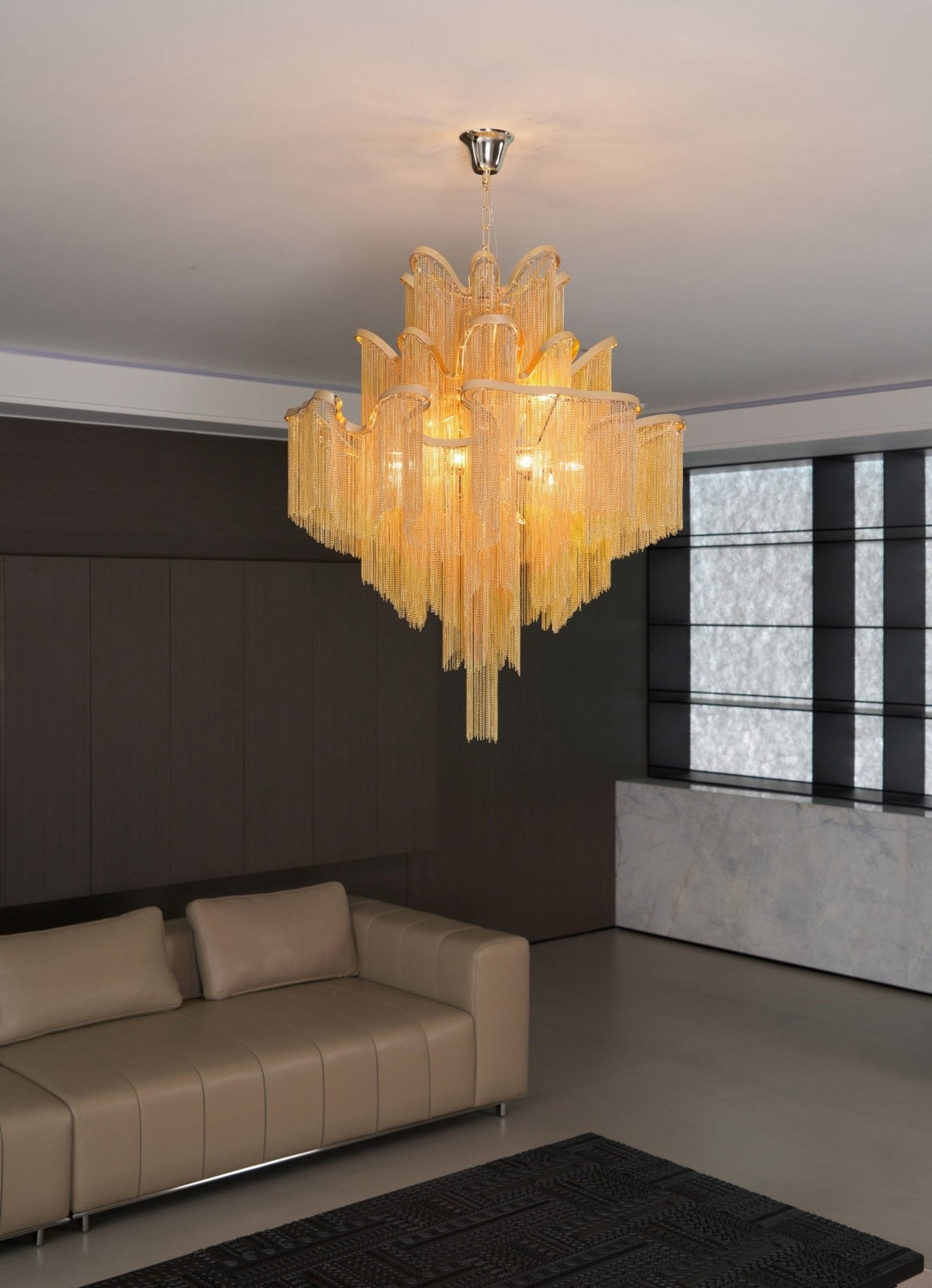 Stream Chain Chandelier - Modern Design with Adjustable Length & LED L