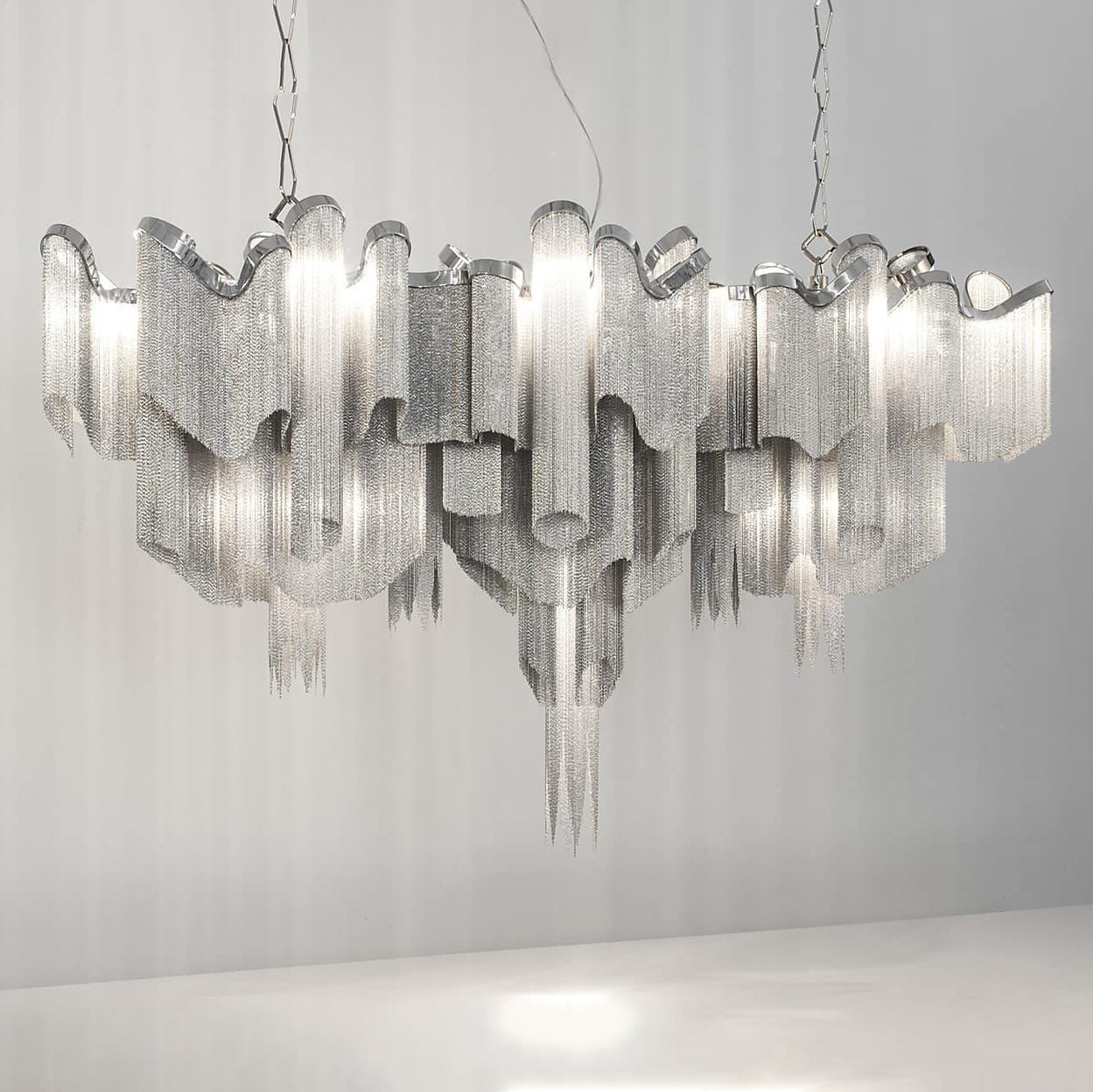Stream Chain Chandelier - Modern Design with Adjustable Length & LED L