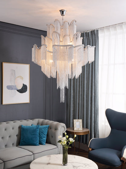 Stream Chain Chandelier - Modern Design with Adjustable Length & LED L