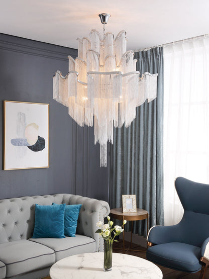 Stream Chain Chandelier - Modern Design with Adjustable Length & LED L