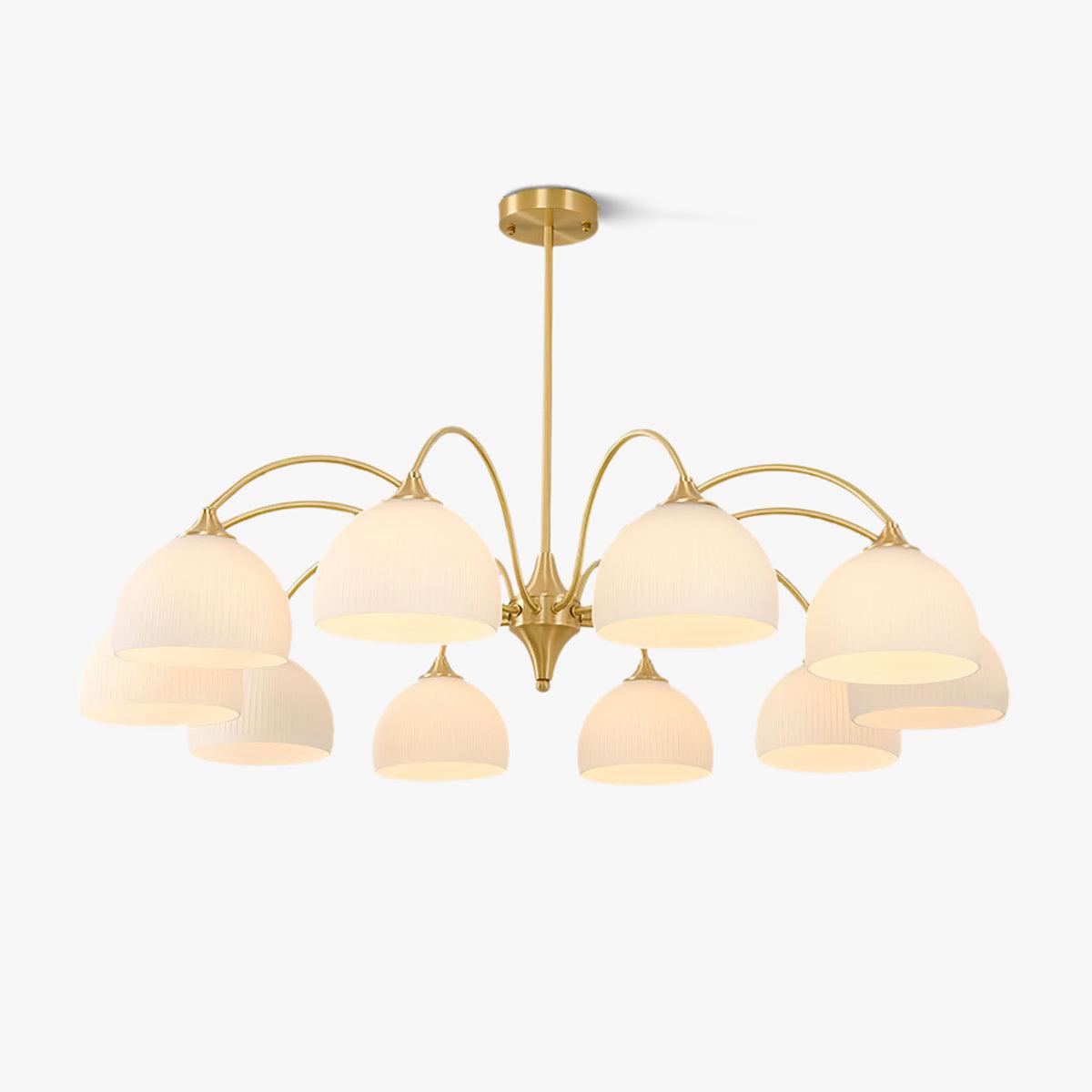 Elegant Striped Glass Bowl Chandelier with Adjustable Height & Soft Gl