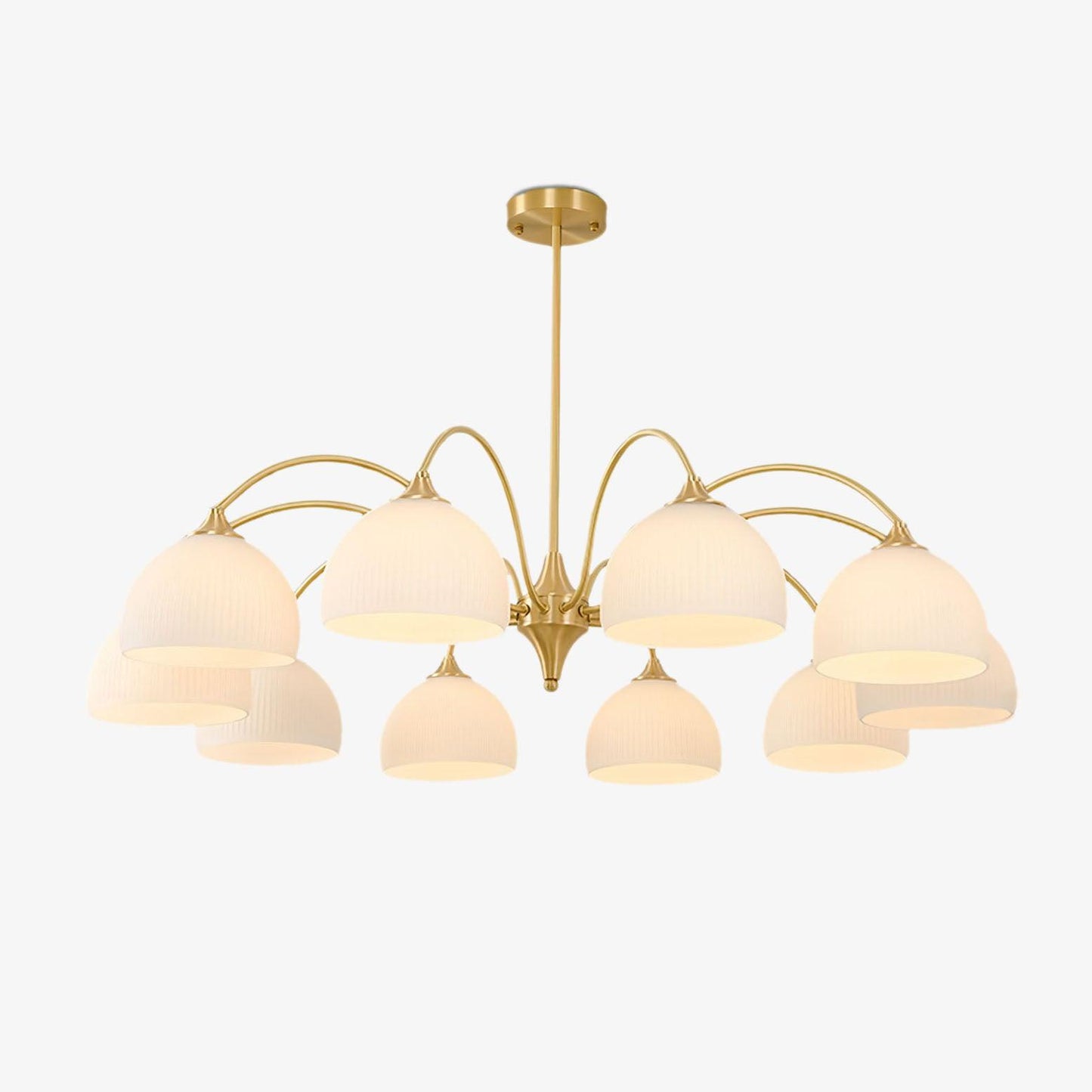 Elegant Striped Glass Bowl Chandelier with Adjustable Height & Soft Gl