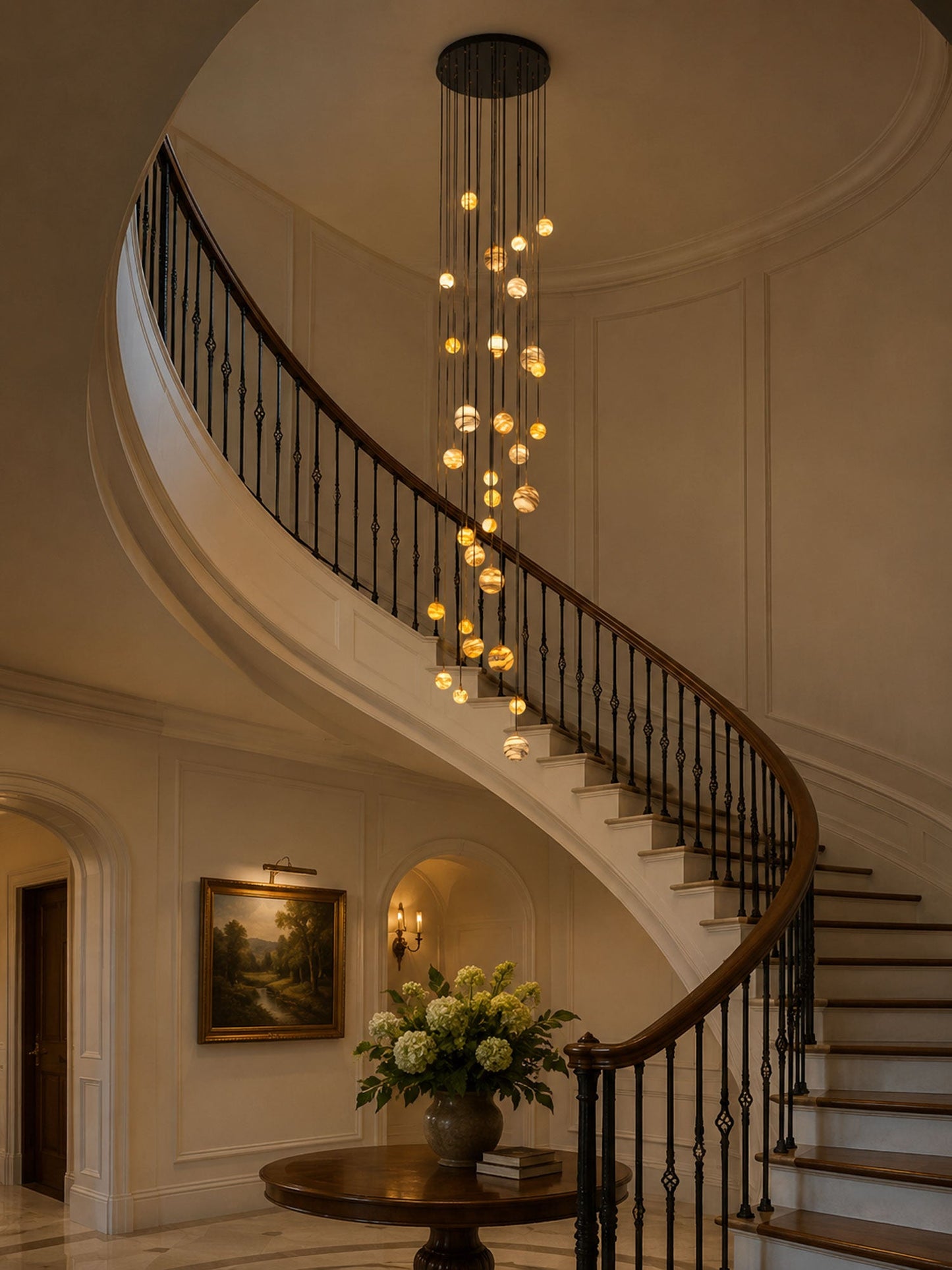 Sultana Alabaster Cluster Chandelier - Elegant Design, Adjustable Heig