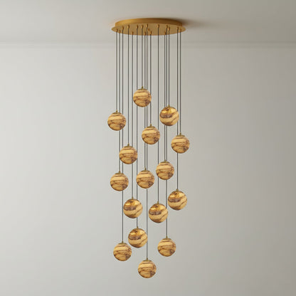 Sultana Alabaster Cluster Chandelier - Elegant Design, Adjustable Heig