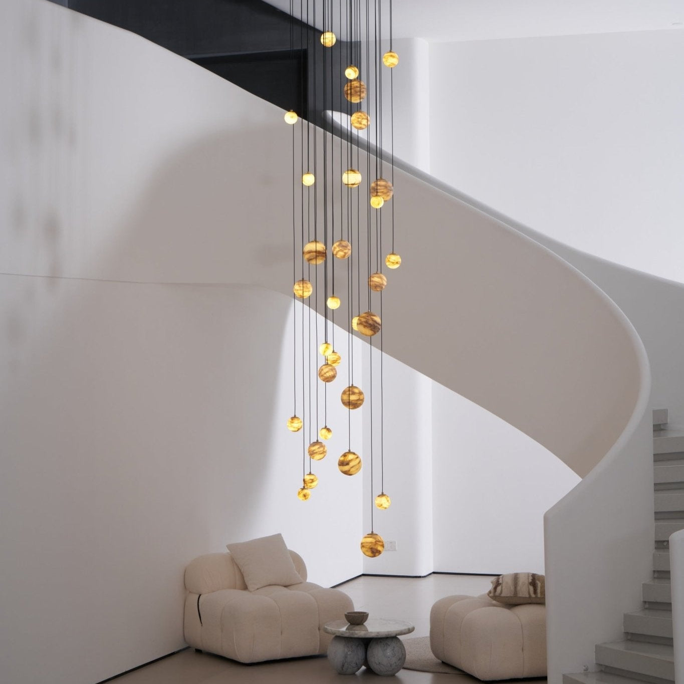 Sultana Alabaster Cluster Chandelier - Elegant Design, Adjustable Heig