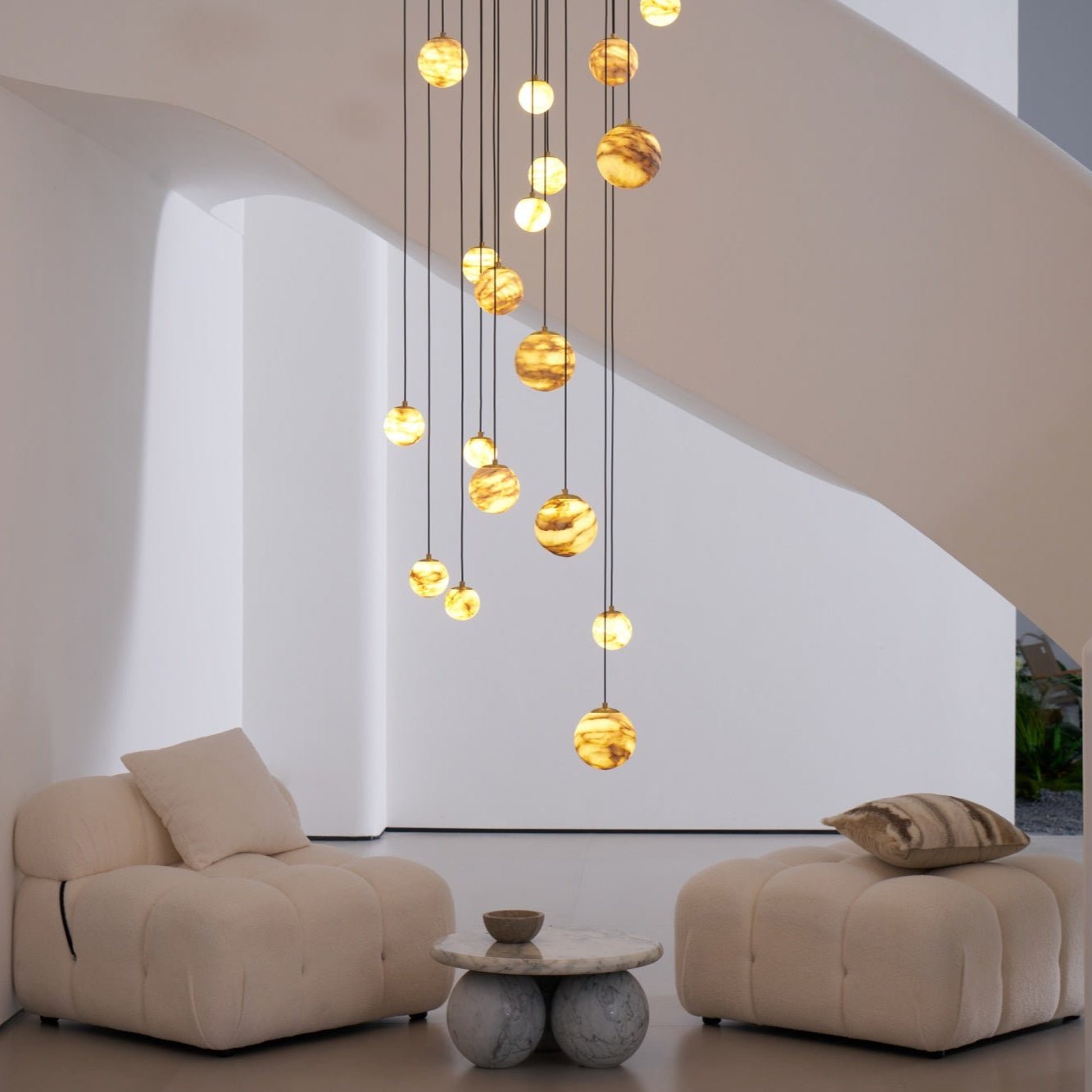 Sultana Alabaster Cluster Chandelier - Elegant Design, Adjustable Heig