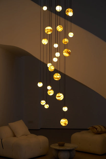 Sultana Alabaster Cluster Chandelier - Elegant Design, Adjustable Heig