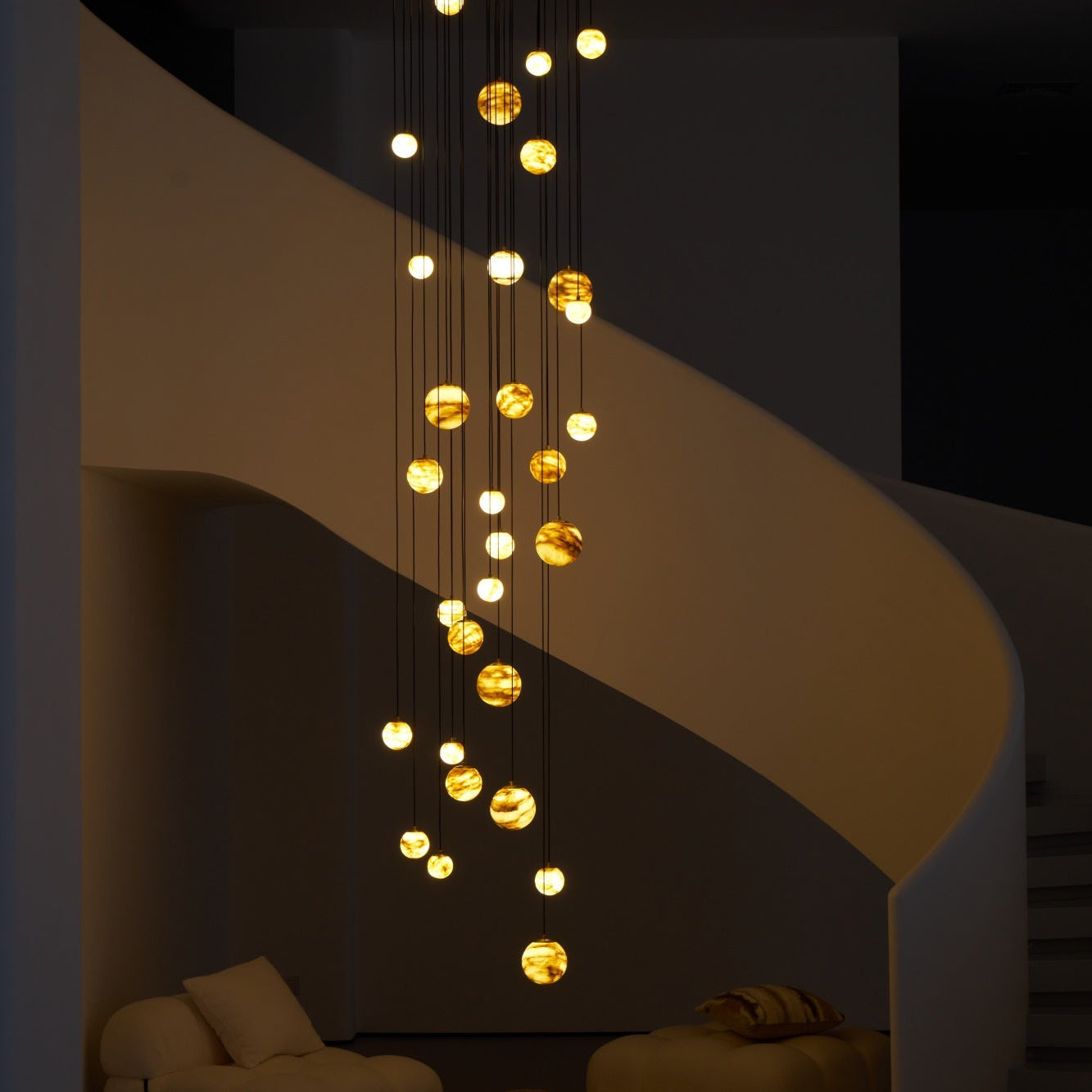 Sultana Alabaster Cluster Chandelier - Elegant Design, Adjustable Heig