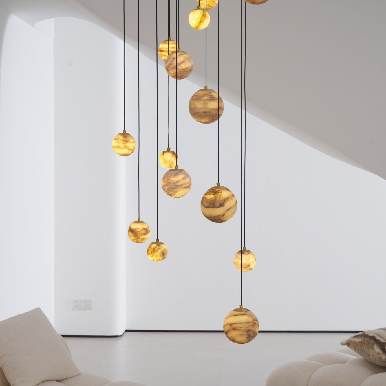 Sultana Alabaster Cluster Chandelier - Elegant Design, Adjustable Heig