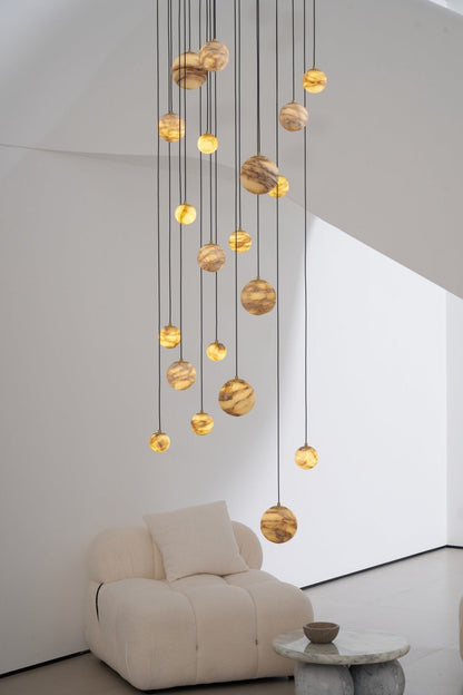 Sultana Alabaster Cluster Chandelier - Elegant Design, Adjustable Heig