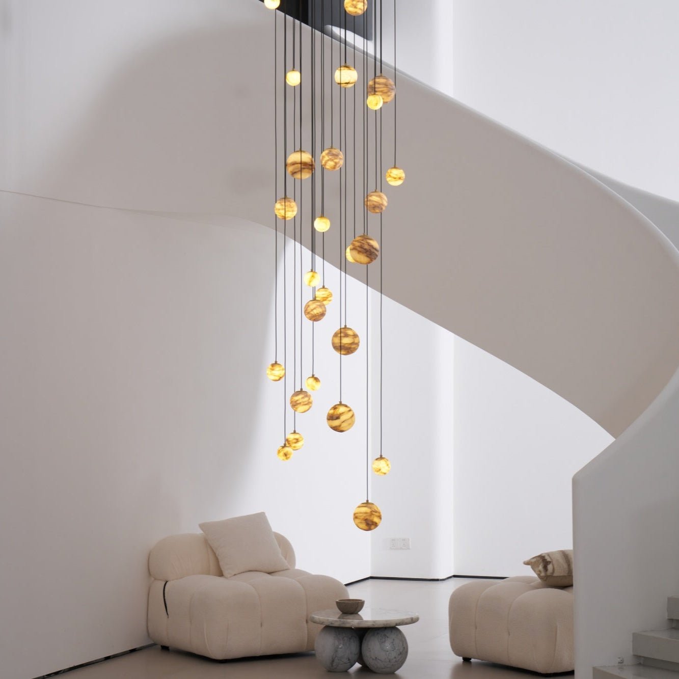 Sultana Alabaster Cluster Chandelier - Elegant Design, Adjustable Heig