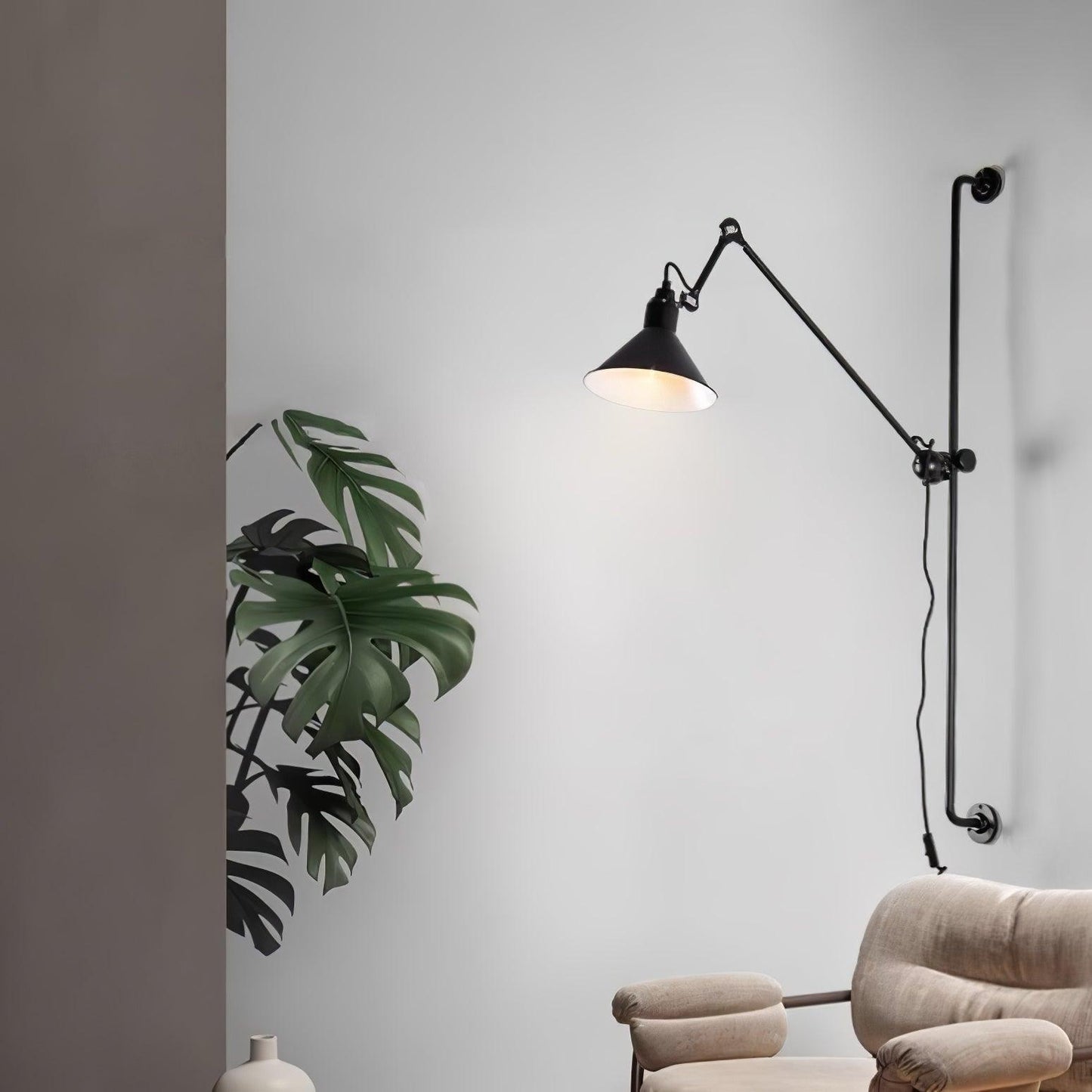 Support Frame Rocker Wall Lamp with Adjustable Angle and LED Light