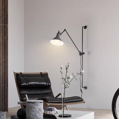 Support Frame Rocker Wall Lamp with Adjustable Angle and LED Light