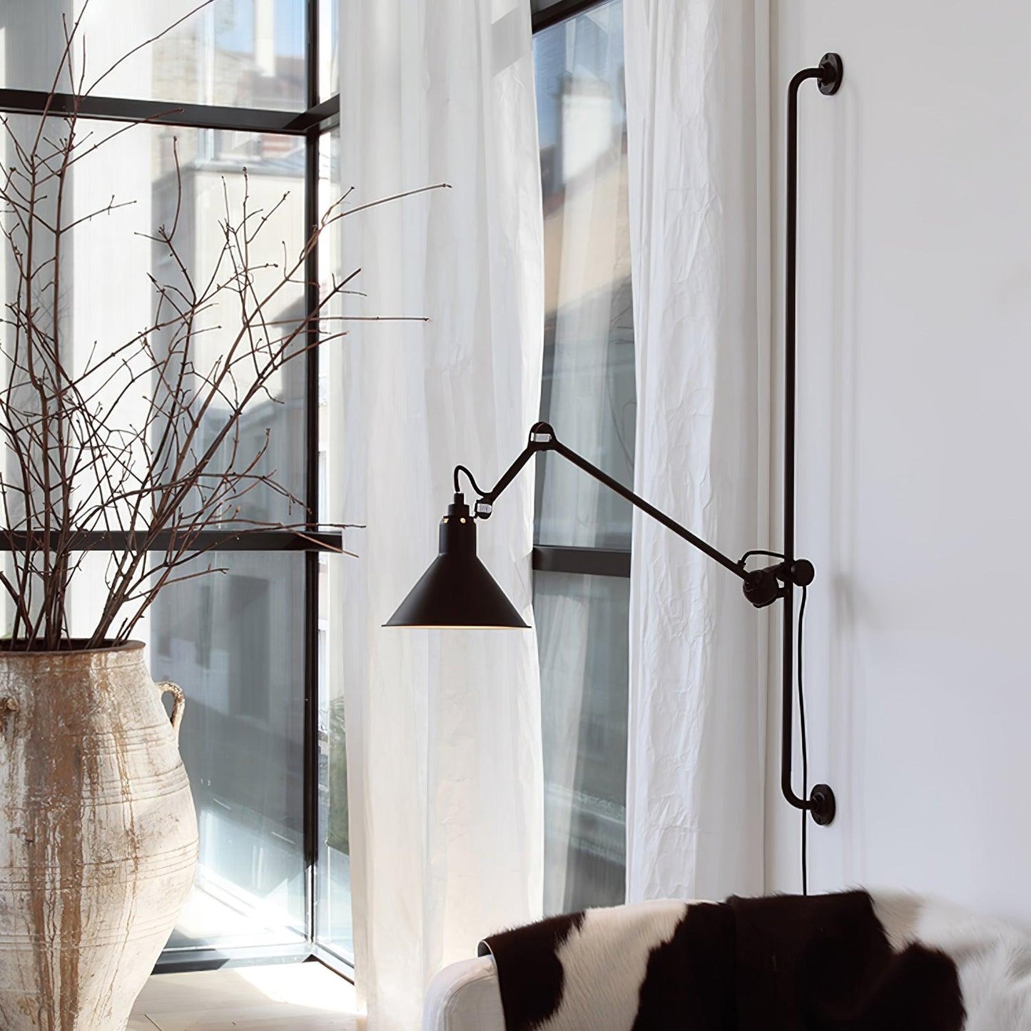 Support Frame Rocker Wall Lamp with Adjustable Angle and LED Light