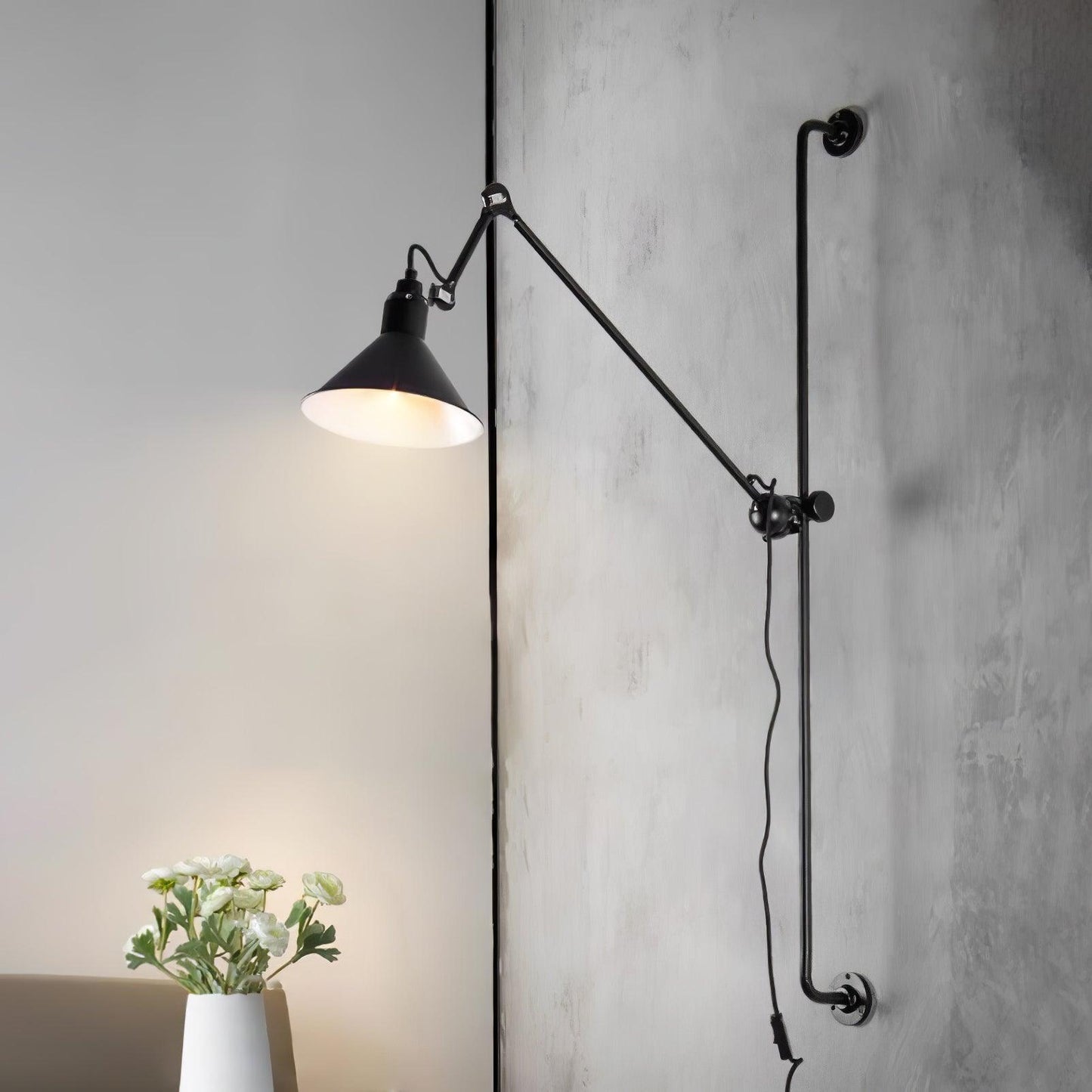 Support Frame Rocker Wall Lamp with Adjustable Angle and LED Light
